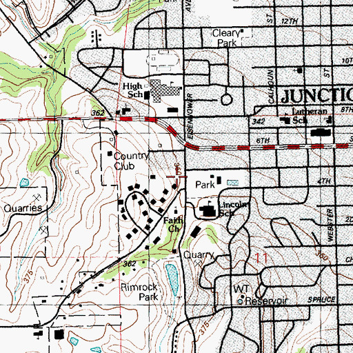 Topographic Map of City of Junction City, KS