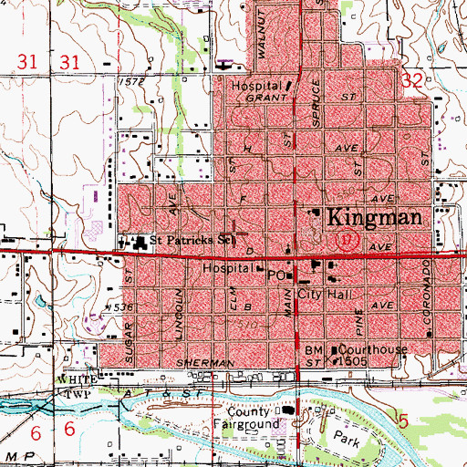 Topographic Map of City of Kingman, KS