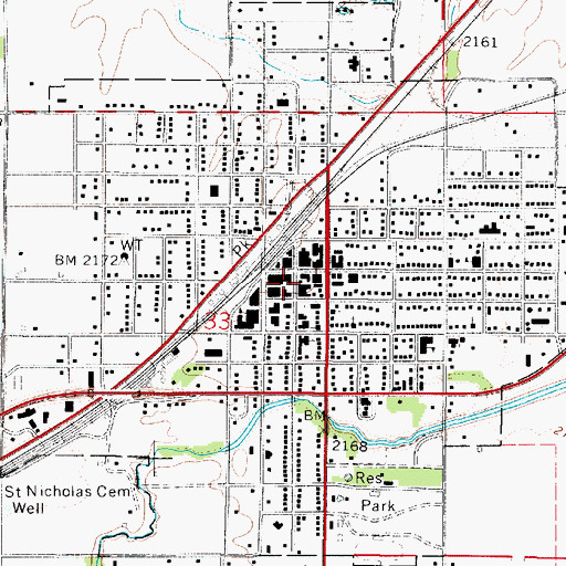 Topographic Map of City of Kinsley, KS