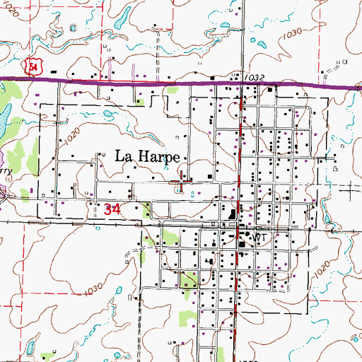 Topographic Map of City of La Harpe, KS