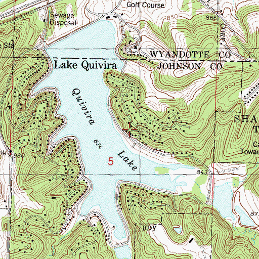 Topographic Map of City of Lake Quivira, KS