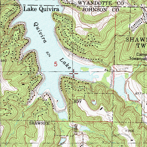 Topographic Map of City of Lake Quivira, KS