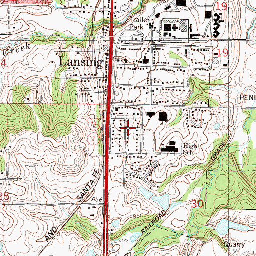 Topographic Map of City of Lansing, KS
