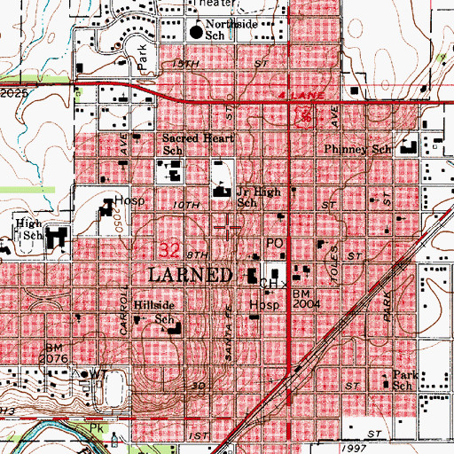 Topographic Map of City of Larned, KS