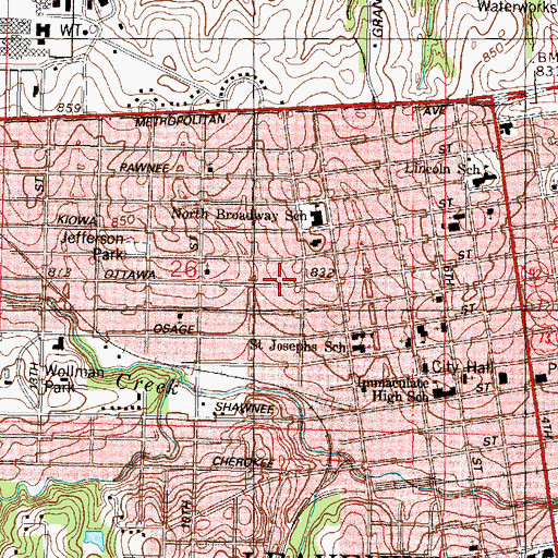 Topographic Map of City of Leavenworth, KS