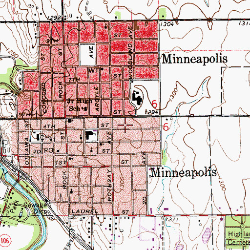 Topographic Map of City of Minneapolis, KS