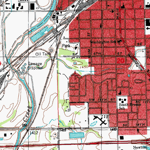 Topographic Map of City of Newton, KS