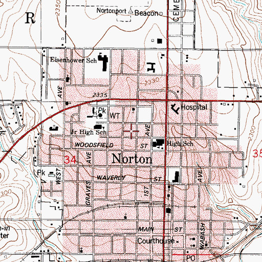 Topographic Map of City of Norton, KS