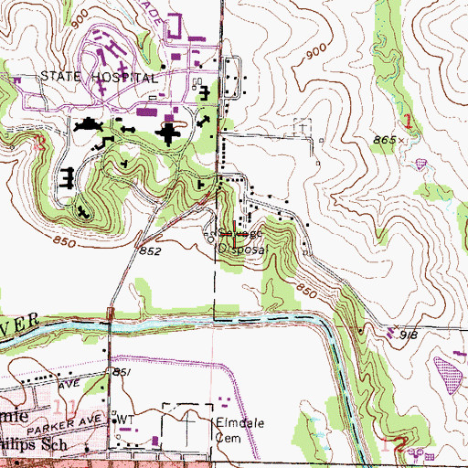Topographic Map of City of Osawatomie, KS