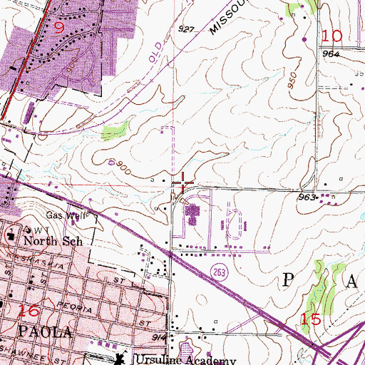 Topographic Map of City of Paola, KS