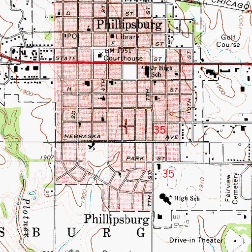 Topographic Map of City of Phillipsburg, KS