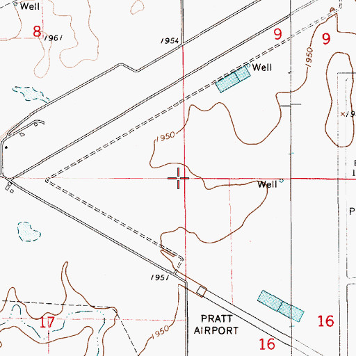 Topographic Map of City of Pratt, KS