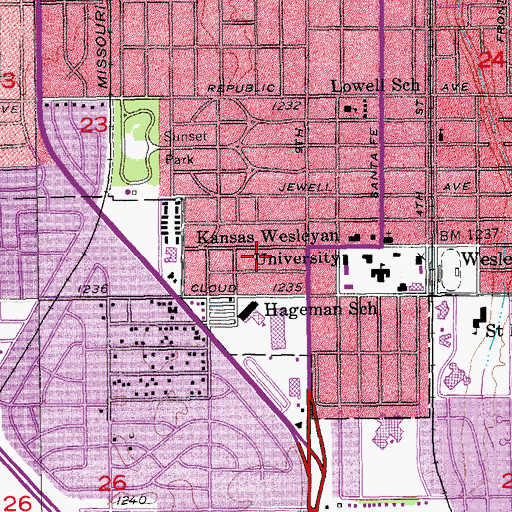 Topographic Map of City of Salina, KS