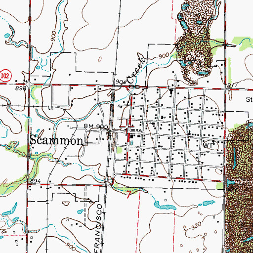 Topographic Map of City of Scammon, KS