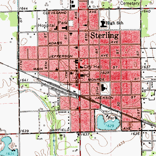 Topographic Map of City of Sterling, KS