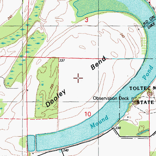 Topographic Map of Dooley Bend, AR