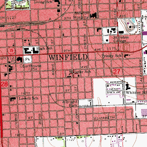 Topographic Map of City of Winfield, KS
