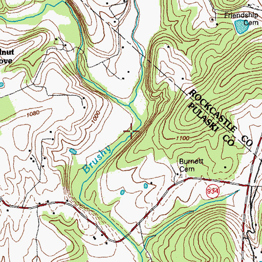 Topographic Map of Bee Lick Creek, KY