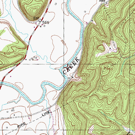 Topographic Map of Beechy Creek, KY