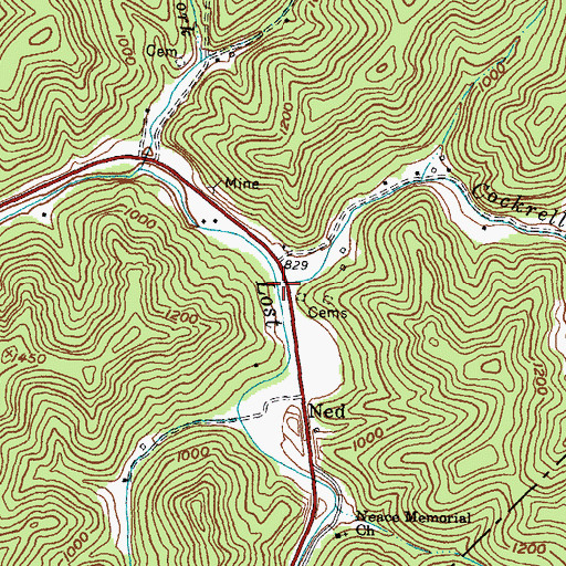 Topographic Map of Cockrell Fork, KY