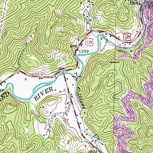 Topographic Map of Colliers Creek, KY
