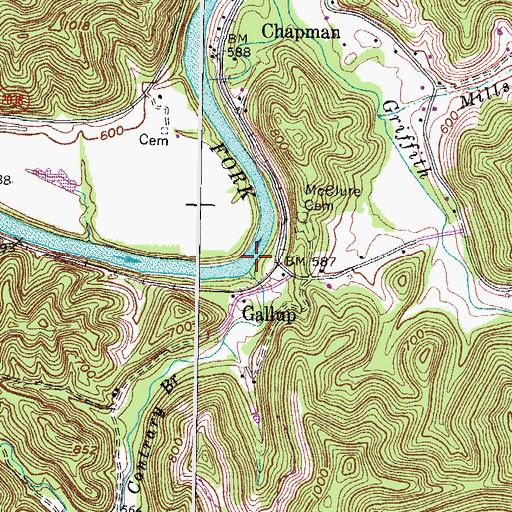 Topographic Map of Contrary Branch, KY