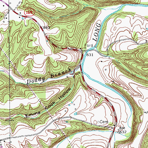 Topographic Map of Emma Cook Hollow, KY