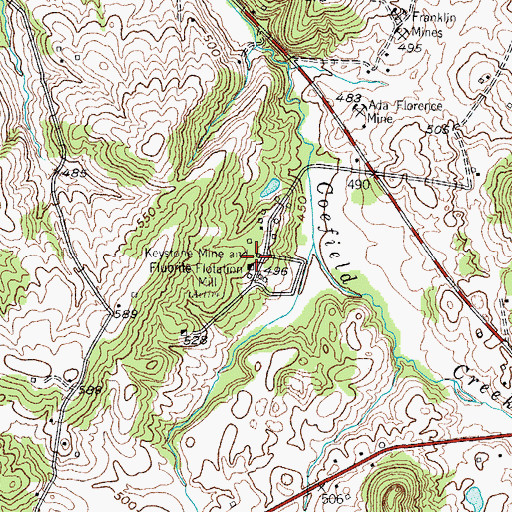 Topographic Map of Keystone Mine and Fluorite Floatation Mill, KY