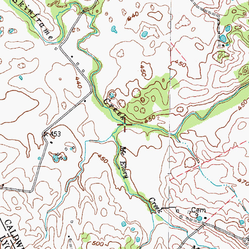 Topographic Map of McElroy Creek, KY
