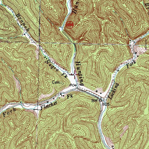 Topographic Map of Negro Fork, KY