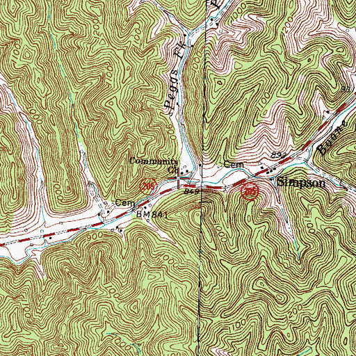 Topographic Map of Peggs Fork, KY