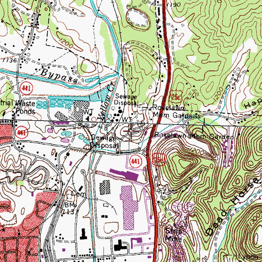 Topographic Map of Roselawn Memorial Gardens, KY