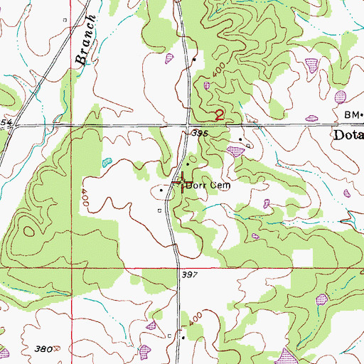 Topographic Map of Dorr Cemetery, AR