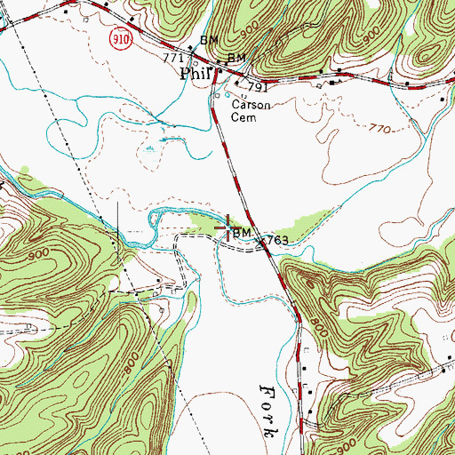 Topographic Map of Trace Fork, KY