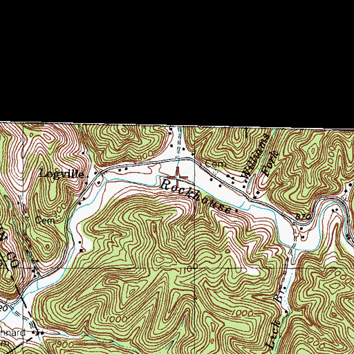 Topographic Map of Williams Fork, KY