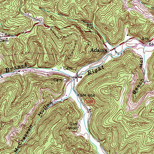Topographic Map of Aaron Branch, KY