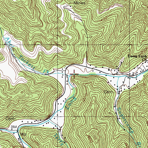 Topographic Map of Abel Tackett Fork, KY