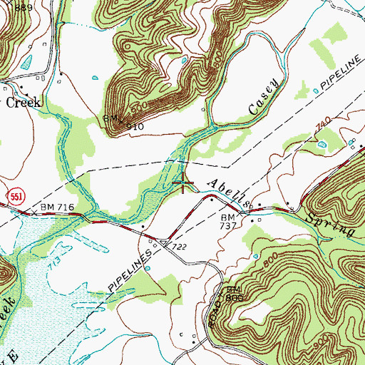 Topographic Map of Abells Spring Branch, KY