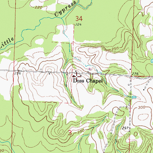 Topographic Map of Doss Chapel, AR