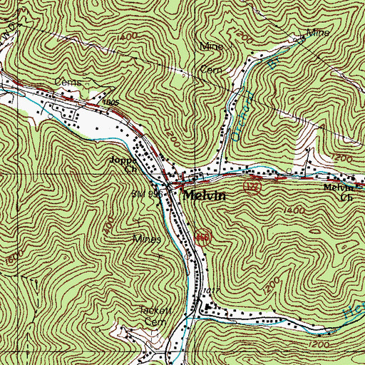 Topographic Map of Abner Fork, KY