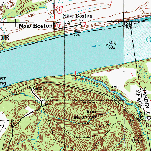 Topographic Map of Abrahams Run, KY