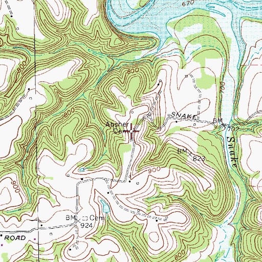 Topographic Map of Absher Cemetery, KY