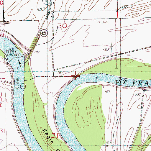Topographic Map of Double Bar Bend, AR