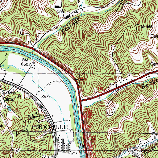 Topographic Map of Honaker Academy, KY