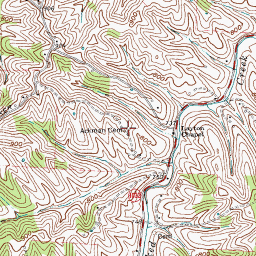 Topographic Map of Ackman Cemetery, KY