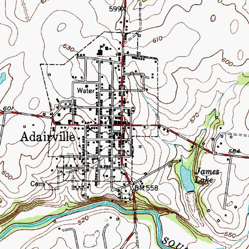 Topographic Map of Adairville, KY