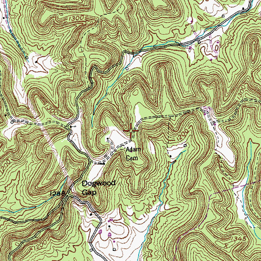 Topographic Map of Adam Cemetery, KY