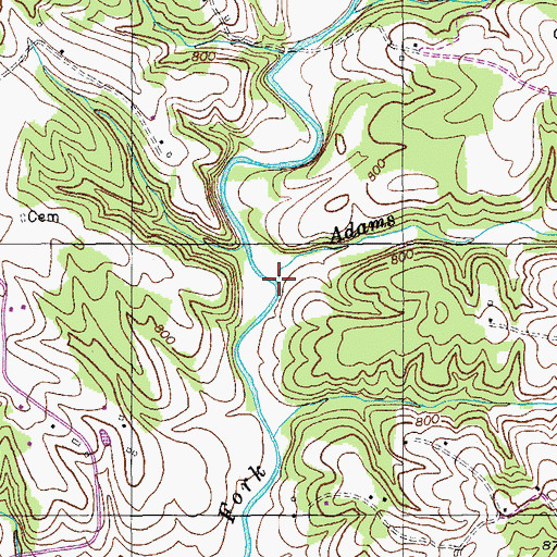 Topographic Map of Adams Branch, KY