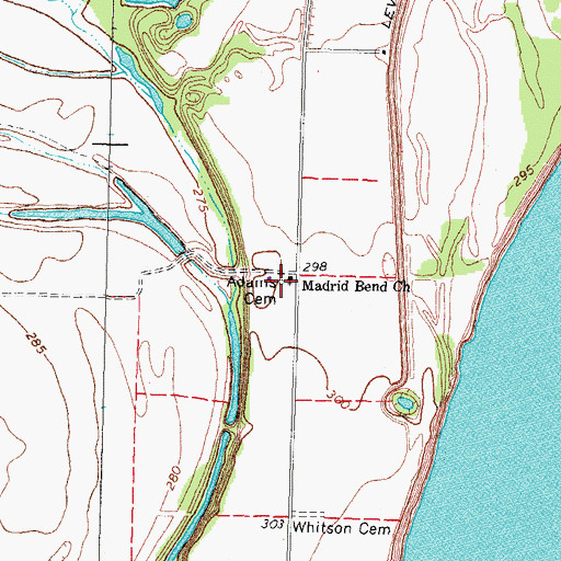 Topographic Map of Adams Cemetery, KY