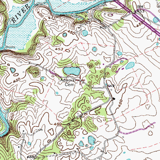 Topographic Map of Adams Cemetery, KY
